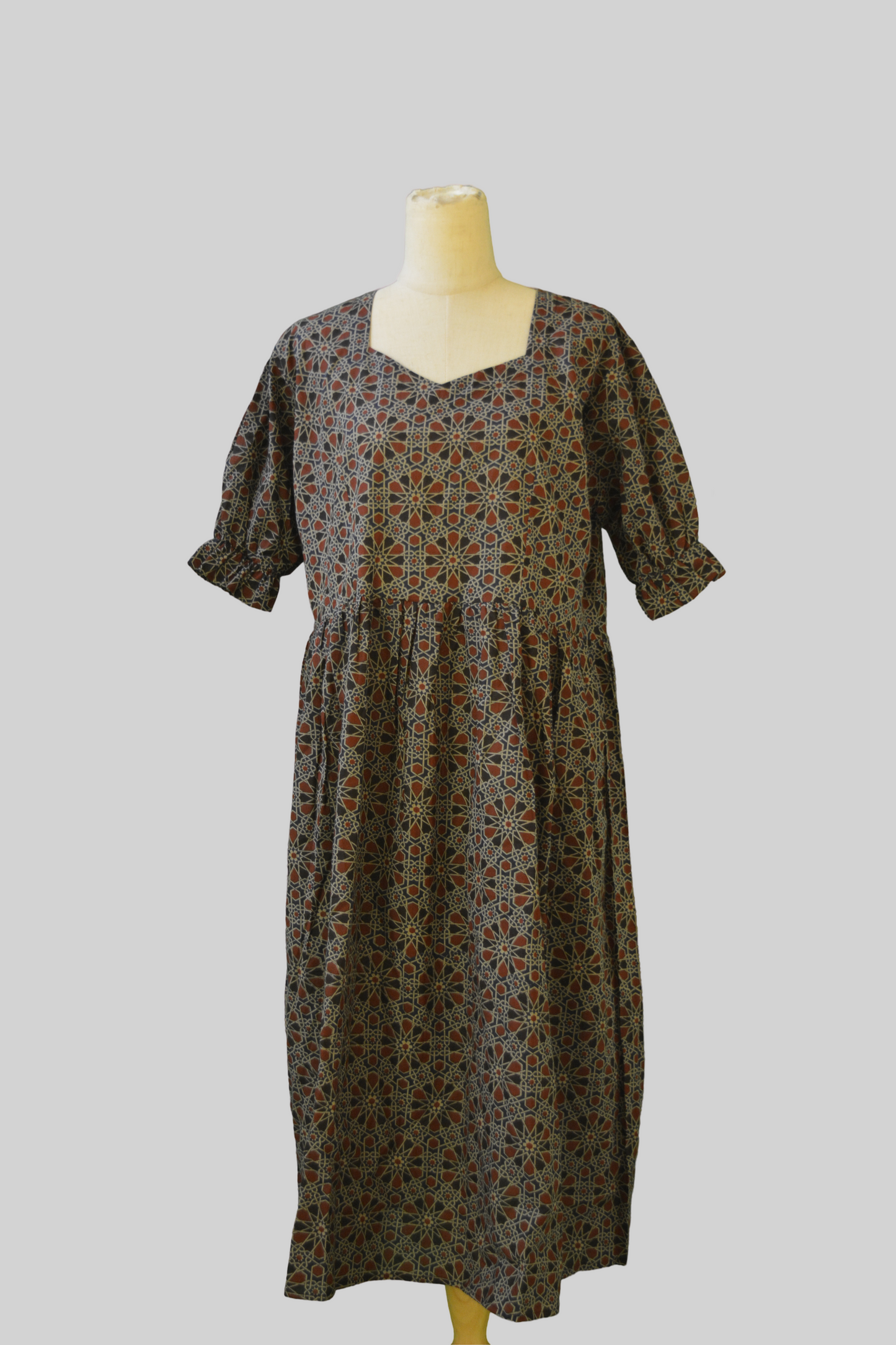 100% Cotton Women Brown Knee Length Dress