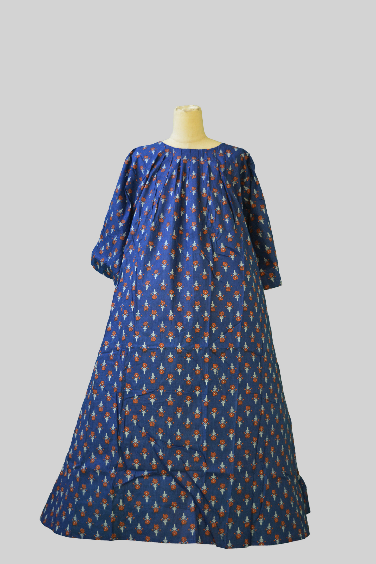 100% Cotton Women Blue Long Length Dress