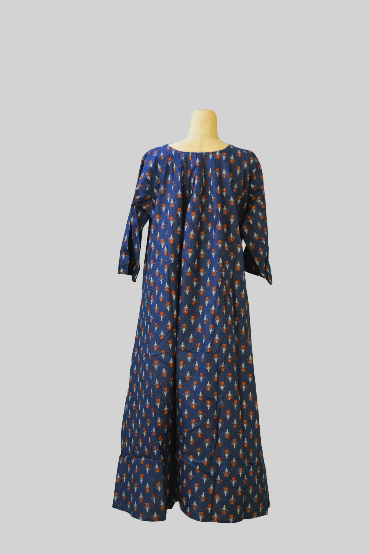 100% Cotton Women Blue Long Length Dress