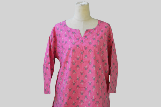 100% cotton Women Pink Full sleeve top and lower co-ord set